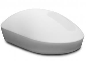 kabellose Hygienemaus mit Touchscroll-Funktion - Schrägansicht 1 Ansicht von schraeg vorne der kabellosen Purekeys-Maus